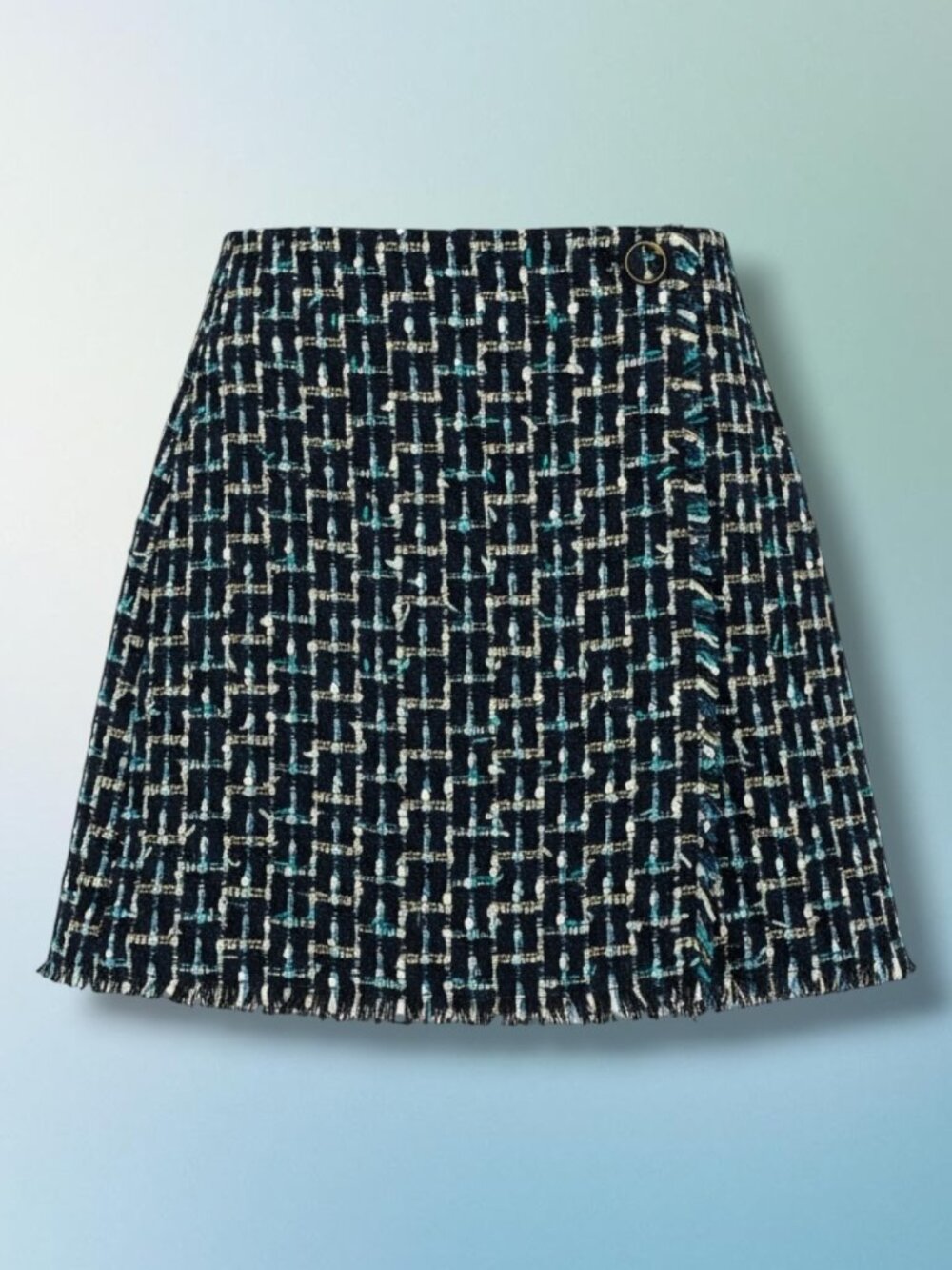 L.K. Bennett London Vetti Navy Geometric Embroidered Skirt 4‎